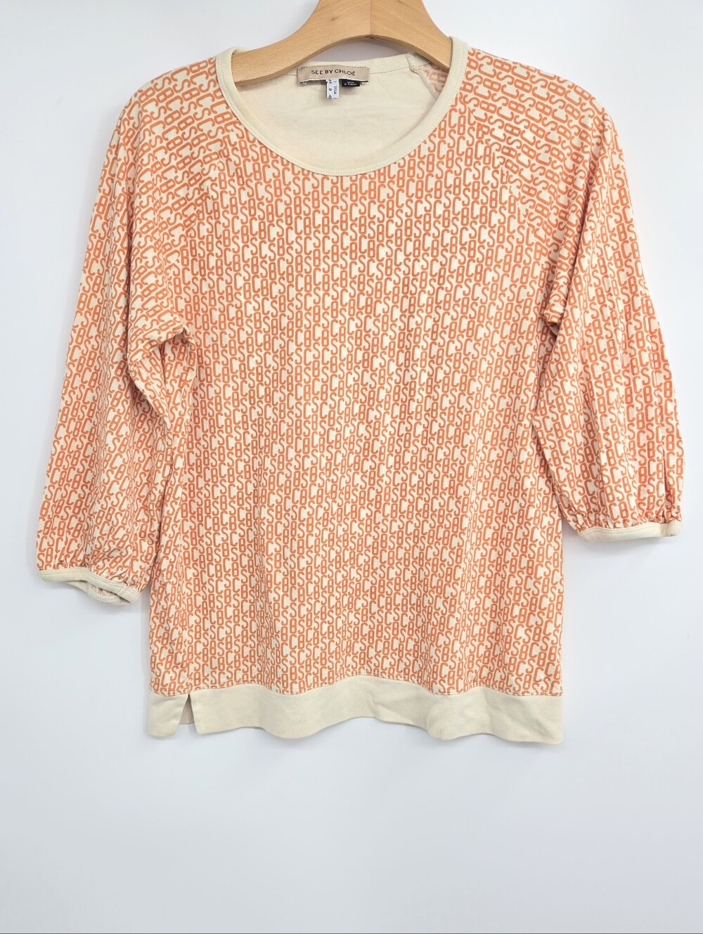 See by Chloé Cream Orange‎ Crewneck Logo SBC Tee